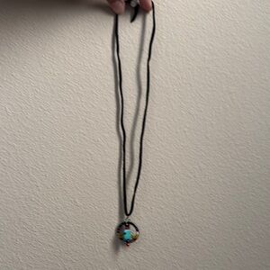 Black Necklace with Teardrop Pendant